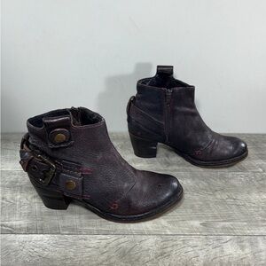 Pakros Buckle Brown Leather Lace Up Women’s Ankle Riding Biker Boots Size 6